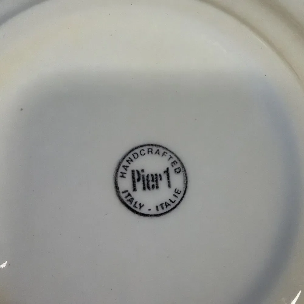 Pier 1 Scroll Pattern Set of 2 Dinner Plates 10 1/2” Handcrafted in Italy